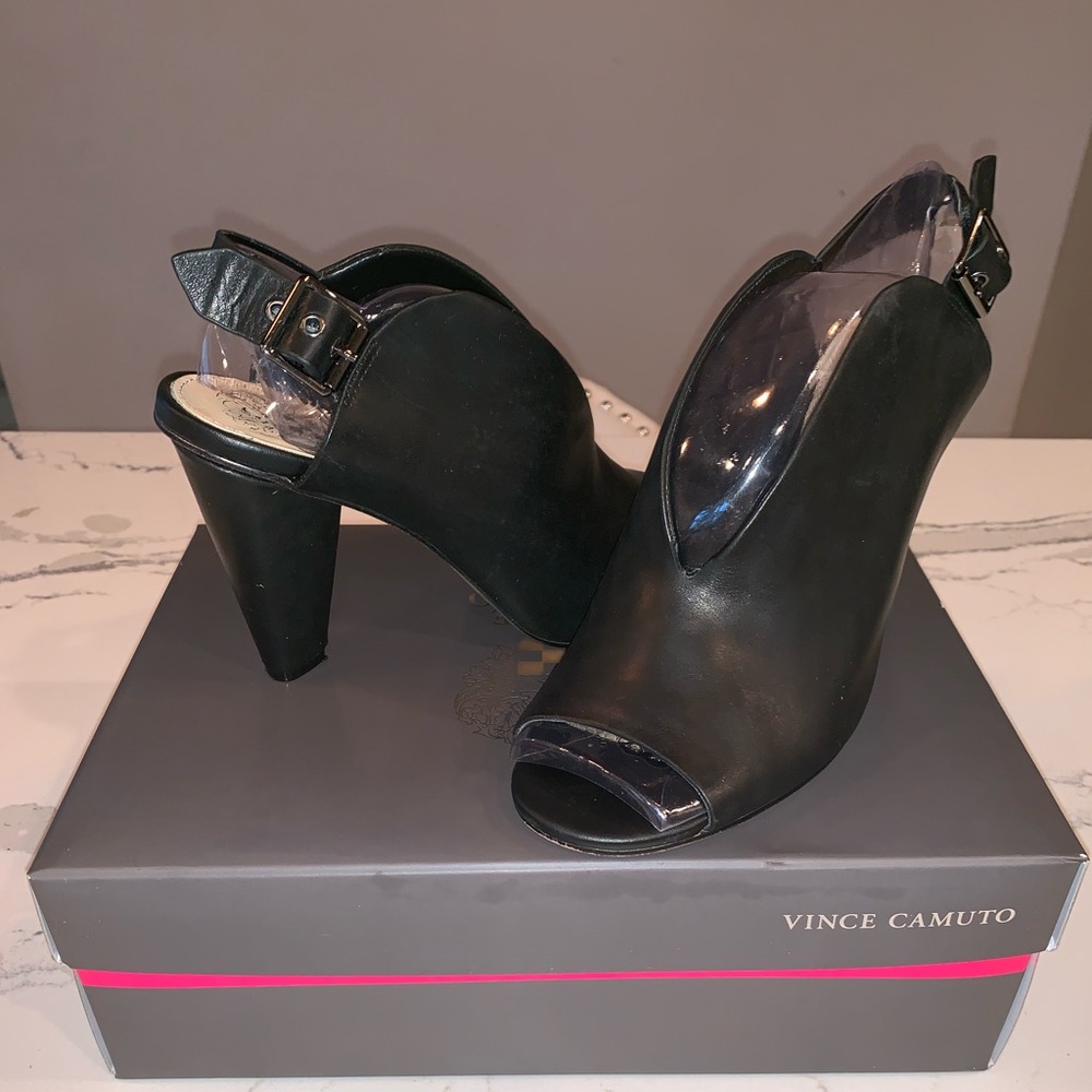 Vince Camuto black leather heels